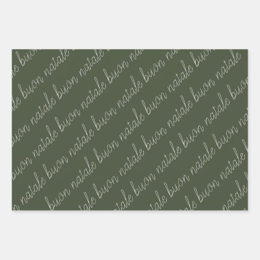 Rustikales grünes Buon Natale Ferienhaus Geschenkpapier Set (Vorderseite 2)