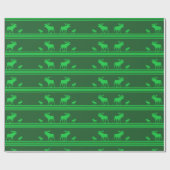Rustikales grünes Elch-Packpapier Geschenkpapier (Flach)