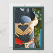 Rustikales grünes Foto Babydusche Einladung (Rückseite)