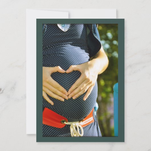 Rustikales grünes Foto Babydusche Einladung (Rückseite)