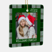 Rustikales grünes Foto Karierter Weihnachtsschmuck (Rechts)