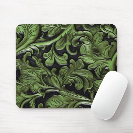 Rüstikales grünes getriebenes Leder Mousepad (Mit Mouse)