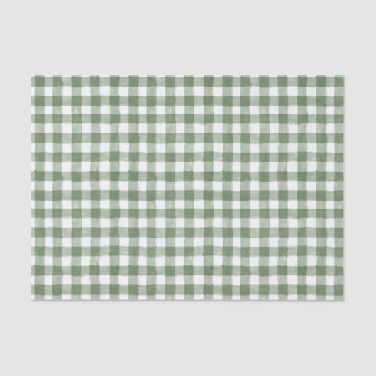 Rustikales grünes Gingham-Tissue-Papier Seidenpapier (Vorderseite)