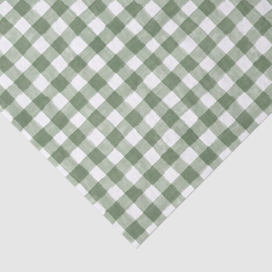 Rustikales grünes Gingham-Tissue-Papier Seidenpapier (Ausschnitt)