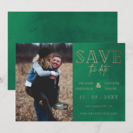 Rustikales grünes handgeschriebenes Foto Save the Date