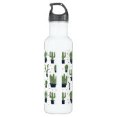 Rustikales Grünes Kaktus-Wüstenmuster Edelstahlflasche (Rückseite)