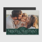 Rustikales grünes Kariertes Foto Weihnachten Magne Magnetkarte (Vorne/Hinten)