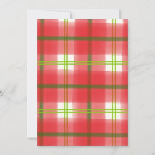 Rustikales grünes Kariertes Weihnachtsfest Party Einladung (Rückseite)