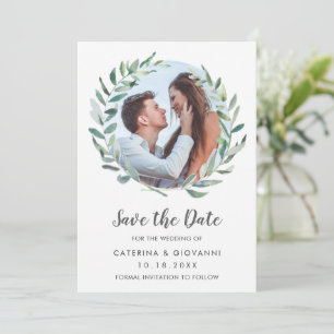 Rustikales Grünes Kraut Foto Elegante Hochzeit Save The Date