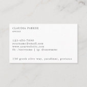 Rustikales grünes Olive-Leaf-Kränz-Monogramm Visitenkarte (Rückseite)