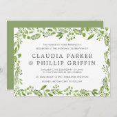 Rustikales Grünes Olive Leaf Rahmen Horizontal Wed Einladung (Vorne/Hinten)