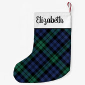Rustikales grünes und blaues Tartan Kariert Person Kleiner Weihnachtsstrumpf (Rückseite)