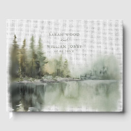 Rustikales grünes Wald Hochzeitsbuch Gästebuch