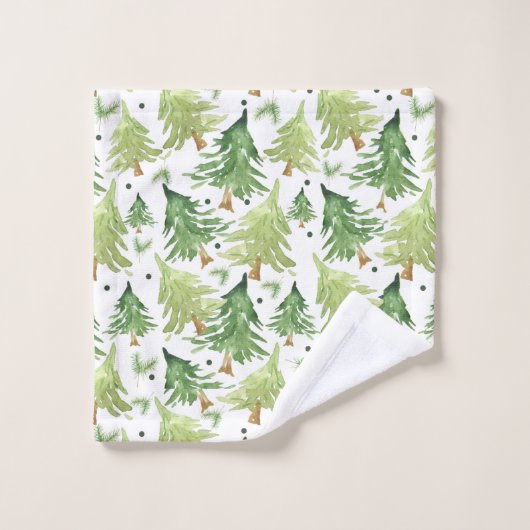 Rustikales grünes Wasserbad Pine Tree Urlaub Badhandtuch Set (Waschlappen)