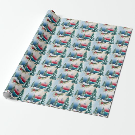 Rustikales grünes Weihnachtsbaumwrapping-Papier Geschenkpapier (Ungerollt)