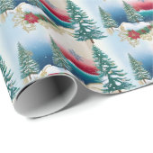 Rustikales grünes Weihnachtsbaumwrapping-Papier Geschenkpapier (Rolleneckpunkt)