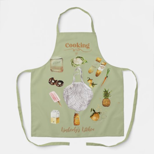 Rustikales Grünes Weihnachtsgeschenk Lebensmittelg Schürze (Vorderseite)