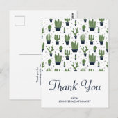 Rustikales grünes Wüstenkaktusmuster Danke Postkarte (Vorne/Hinten)