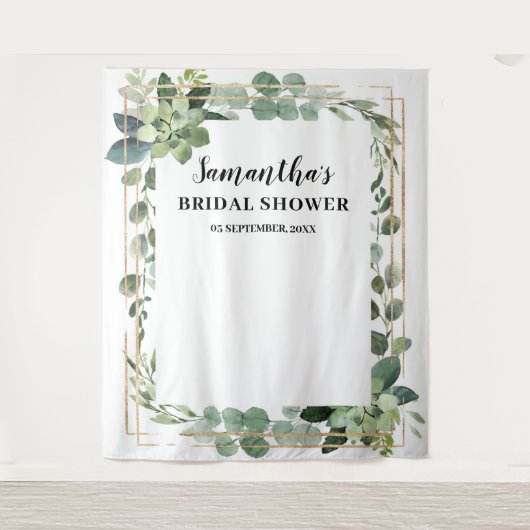 Rustikales Grünfolien sukkulentes Blumengold Wandteppich (Vorderseite)