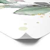 Rustikales Grünfolienblatt Gold Hochzeit Begrüßung Poster (Ecke)