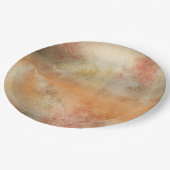 Rustikales Grunge Abstract Design in Herbstfarben Pappteller (Schrägansicht)
