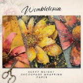 Rustikales Grunge Gold Pink Abstraktes Blumendekou Geschenkpapier Set