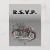 Rustikales Grunge Motorybiker Wedding rsvp Einladungspostkarte (Vorderseite)