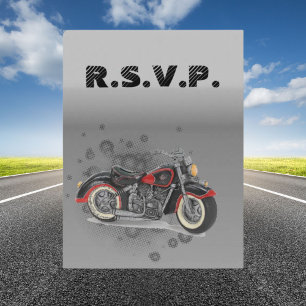 Rustikales Grunge Motorybiker Wedding rsvp Einladungspostkarte