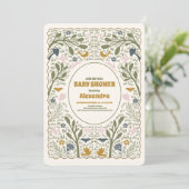 Rustikales Grünholz Fern Baby Dusche Einladung (Stehend Vorderseite)