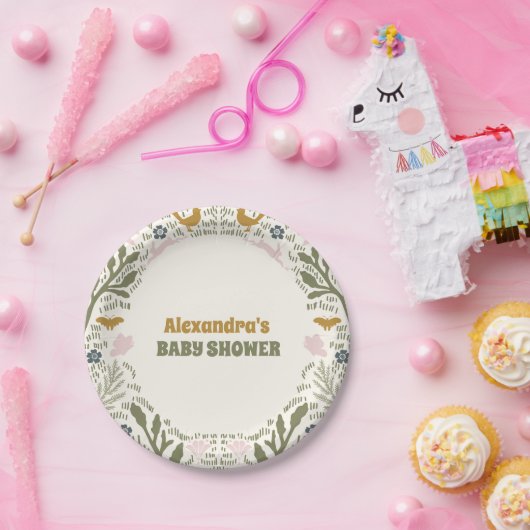 Rustikales Grünholz Fern Baby Dusche Pappteller (Party)