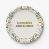 Rustikales Grünholz Fern Baby Dusche Pappteller (Vorderseite)