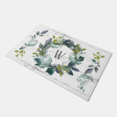 Rustikales Grünkraut-Monogramm Fußmatte (Schrägansicht)