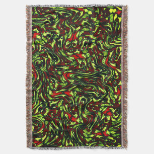 Rustikales grünlich gelbes und lebhaft rotes Kurve Decke