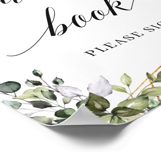 Rustikales Grünpflanzen Blätter Gästebuch (Ecke)