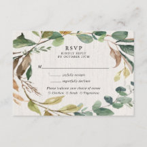 Rustikales Grünpflanzen botanische Hochzeit RSVP