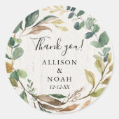 Rustikales Grünpflanzen botanischer Gefallen Runder Aufkleber (Vorderseite)