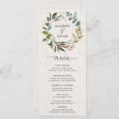 Rustikales Grünpflanzen botanisches Hochzeitsmenü Programm (Vorne/Hinten)