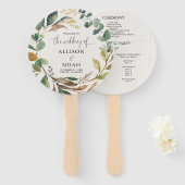 Rustikales Grünpflanzen botanisches Hochzeitsprogr Fächer (Vorne und Hinten)