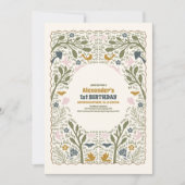 Rustikales Grünwald Fern 1. Geburtstag Einladung (Vorderseite)