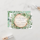Rustikales Grünwald Hochzeit RSVP Karte (Vorderseite/Rückseite Beispiel)