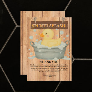 Rustikales Gummi Ducky Bubbles Baby Dusche Dankeskarte