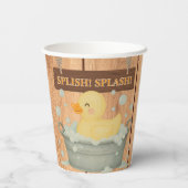 Rustikales Gummi Ducky Bubbles Baby Dusche Pappbecher (Rückseite)