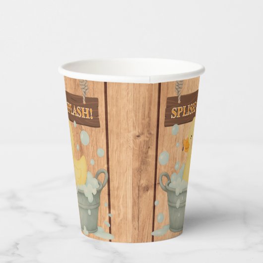 Rustikales Gummi Ducky Bubbles Baby Dusche Pappbecher (Rechts)