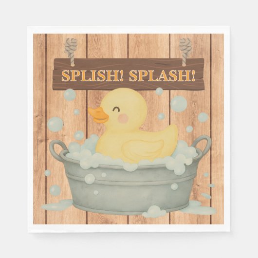 Rustikales Gummi Ducky Bubbles Baby Dusche Serviette (Vorderseite)