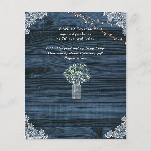 Rustikales Gypsophila WOODLAND WEDING BUDGET laden (Rückseite)