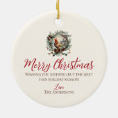 Rustikales Hahntier Weihnachtskiefer Keramik Ornament (Hinten)