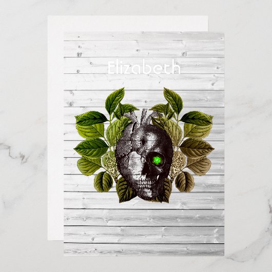 Rustikales Halloween Gothic Witchwood Fantasy Folieneinladung (Vorderseite/Rückseite)