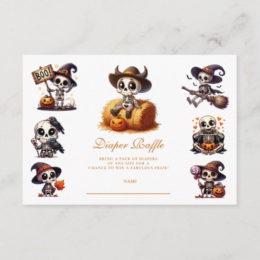 Rustikales Halloween Skeleton Diapper Raffle Begleitkarte (Vorderseite)