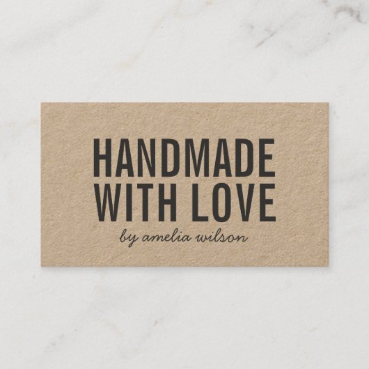 Rustikales handgemachtes mit Liebe-Sozialmedien Visitenkarte (Vorderseite)