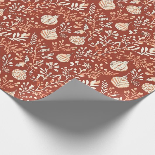 Rustikales handgemaltes Ornament und Foliage Muste Geschenkpapier (Ecke)